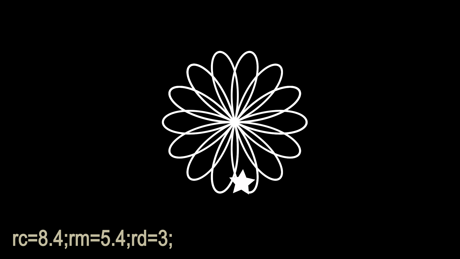 rc=8.4;rm=5.4;rd=3;トロコイドプロジェクト